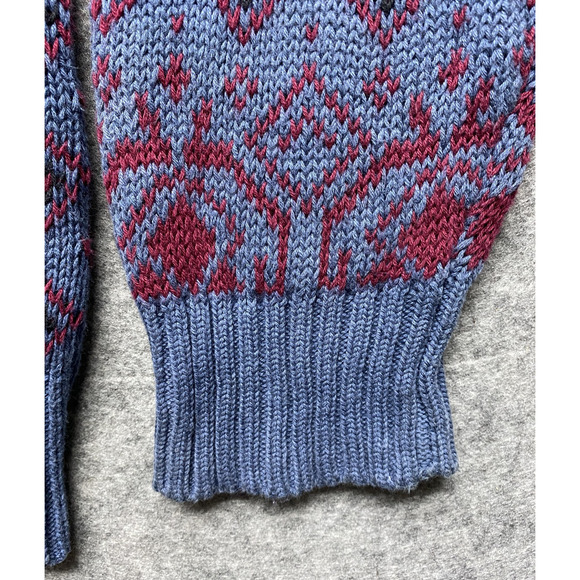 Vintage Eddie Bauer Sweater Mens Large Blue Red Diamond Knit Crewneck Cotton - Picture 9 of 11